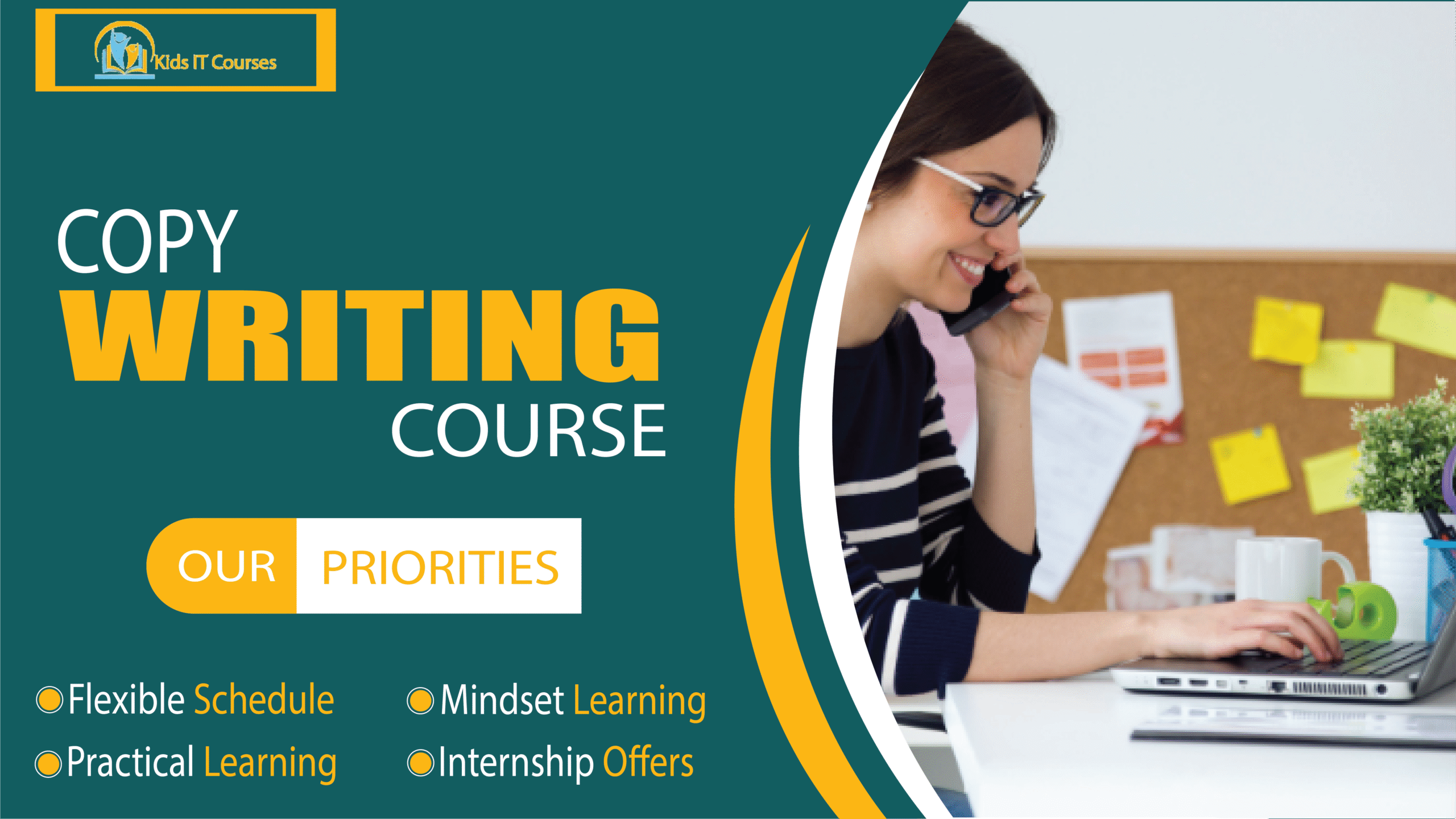 Copywriting for kids. Creative writing course for kids. Digital writing skills for kids. Beginner copywriting course for kids.