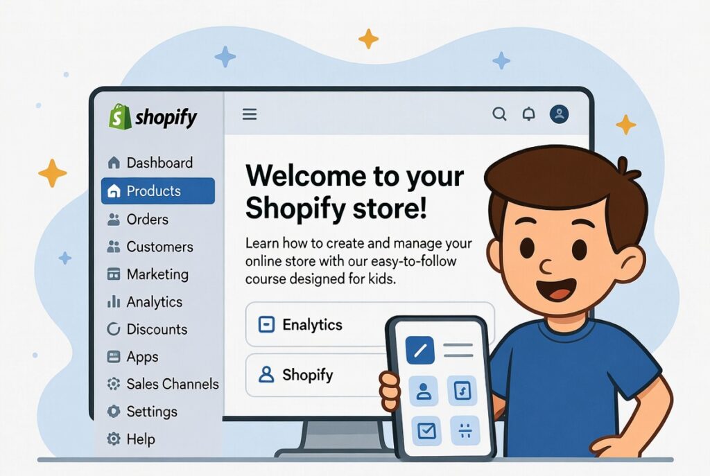 Shopify E Commerce course for kids.